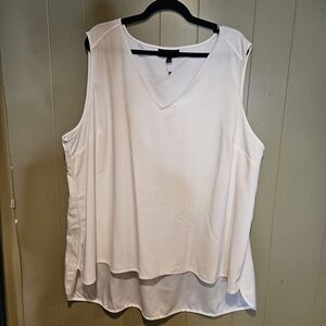 Lane Bryant White Layered Sleeveless Blouse | Size 26 | Flowy Chic & Comfortable